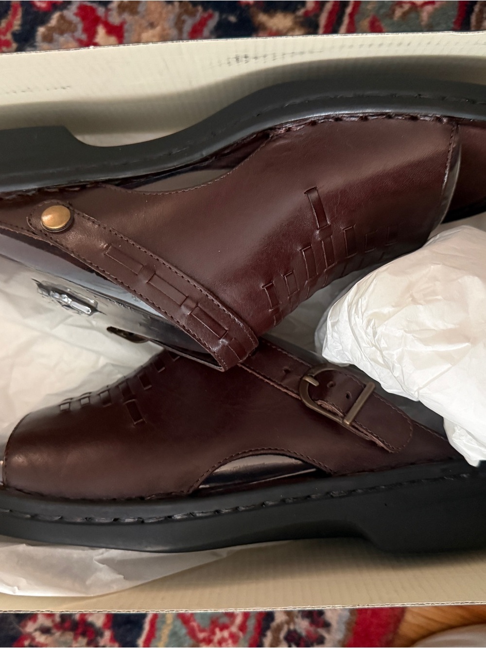 Clarks Women’s size 10 Dark Brown Leather Slide Sandals with Buckle NIB - Picture 6 of 7
